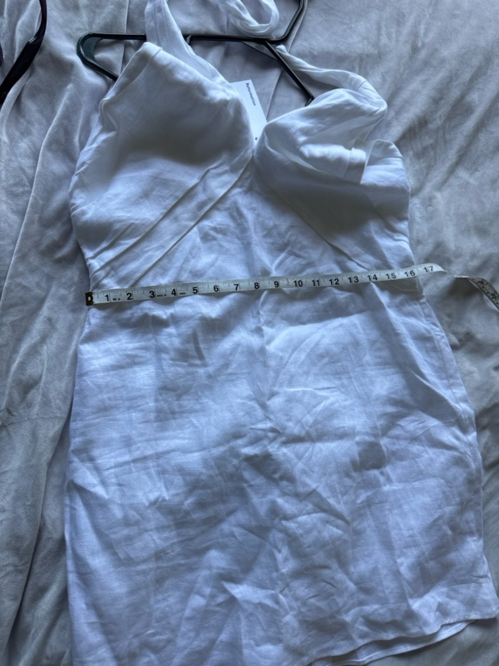 NWT Reformation Samira 100% Linen Halter Mini Dress White Size 12 Backless - Picture 7 of 7